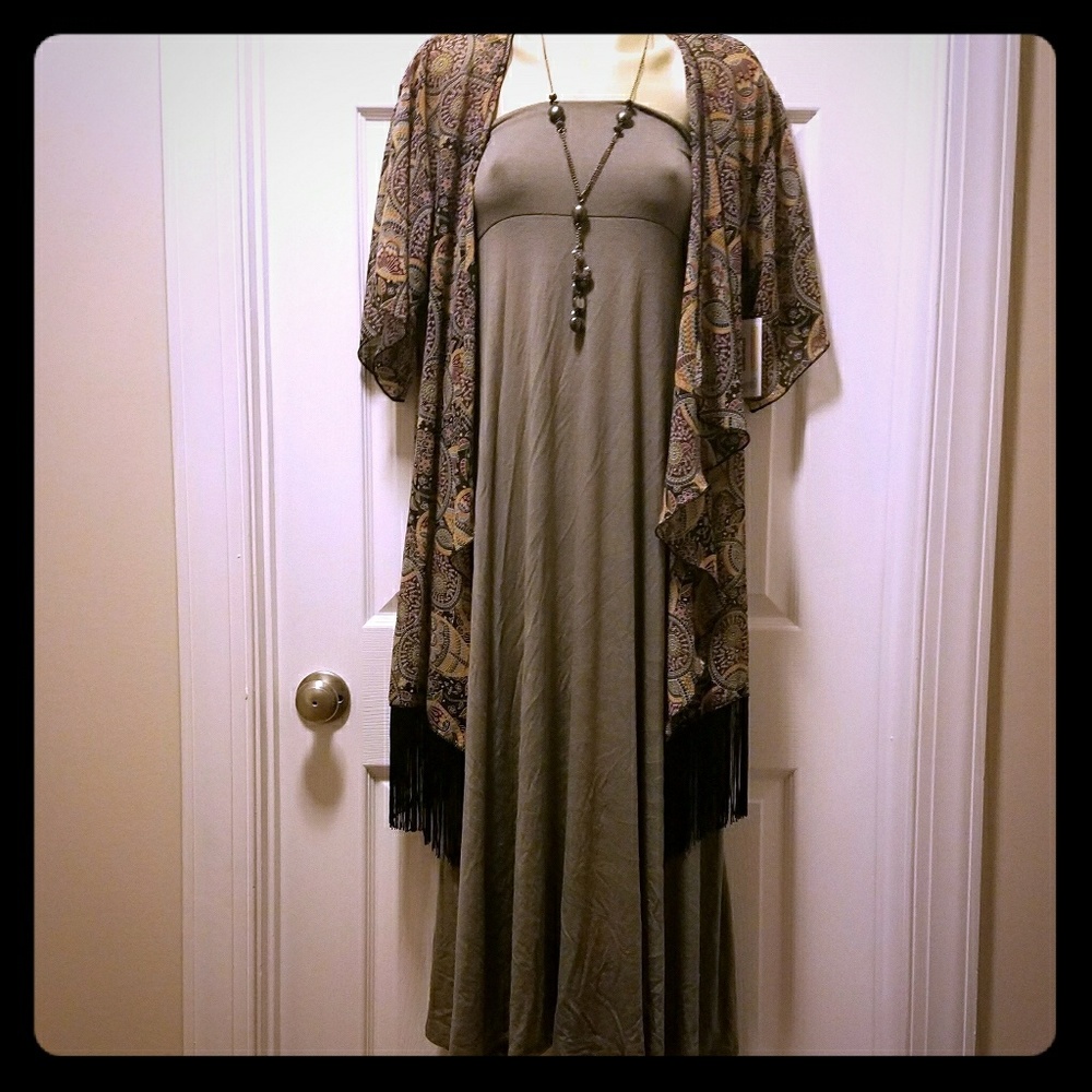 LuLaRoe Maxi Skirt and Monroe (kimono)